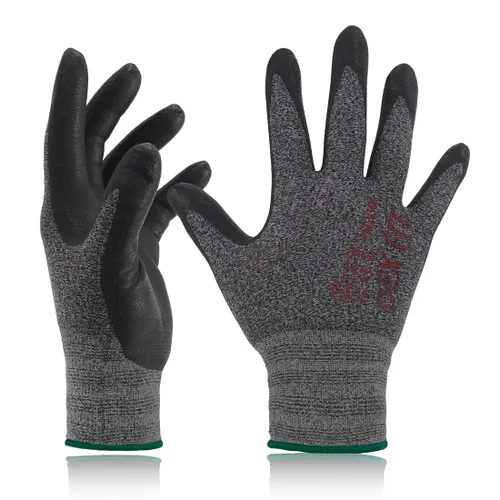 DEX FIT FN330 - Guantes de trabajo de nitrilo, ajuste elástico 3D, agarre potente, táctil inteligente, recubierto de espuma resistente, fino y