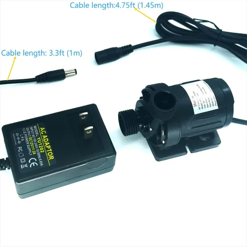 Miniatura 6 de HuiYu Bomba de agua pequeña de DC 12V Bomba de circulación de agua caliente 3.5GPM 18W 5.5M Bomba de agua solar sumergible de poco ruido con fuente