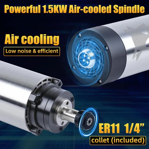 Miniatura 2 de Kit de motor de husillo CNC enfriado por aire VFD FoxAlien de 1.5KW para máquina de enrutador CNC, husillo de 65mm de diámetro 24000 RPM