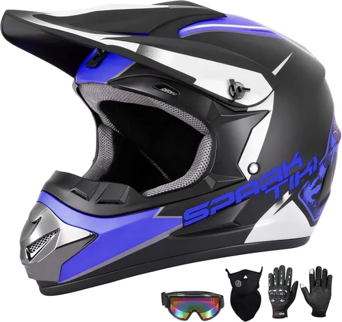 Casco de motocross juvenil, casco de motocicleta ATV, cascos de motocross para exteriores, aprobado por DOT, cascos todoterreno con guantes, gafas,