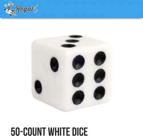 Miniatura 2 de Regal Games Juego de dados – 6 dados cuadrados blancos de 0.630 in para aula o noche de juegos familiares – 50 dados