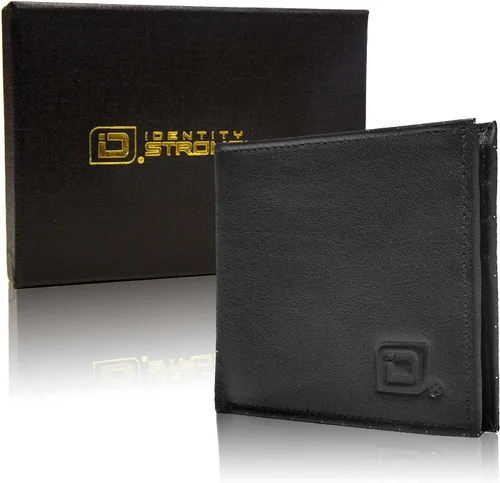 Miniatura 6 de Cartera RFID de cuero genuino plegable con 6 ranuras - Carteras protectoras para hombre, Negro