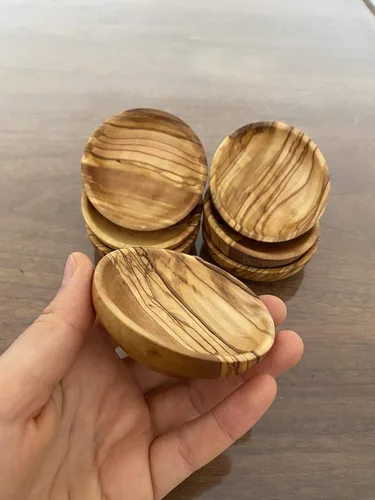 Miniatura 7 de Juego de 6 mini cuencos de madera de olivo hechos a mano, mini cuencos de madera hechos a mano