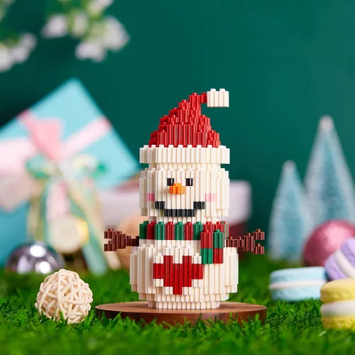 Miniatura 2 de Bloques de construcción de Navidad compatibles con Lego, muñeco de nieve de Navidad, micro bloques apilables, juguetes nuevos, caja de regalo