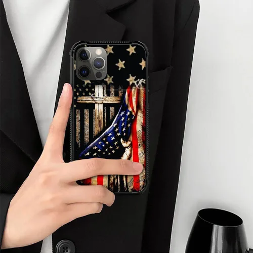 Miniatura 5 de DAIZAG Compatible con iPhone 13 Funda, Protección Total a Prueba de Golpes Antiarañazos Cubierta de TPU, Fundas para Hombre Mujer-Cruz de Madera