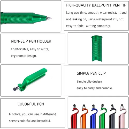 Miniatura 5 de SITAKE - 12 lápices ópticos, multifuncionales, 3 en 1, soporte para teléfono + lápiz capacitivo + bolígrafo, soporte para teléfono móvil, bolígrafos