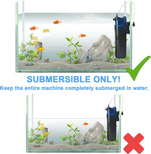 Miniatura 6 de COOSPIDER Filtro para Acuario Sun JUP-02 Máquina Sumergible Verde Limpia para Acuario 132gph para Tanque de Peces Pequeños de 10-40 Galones Bomba