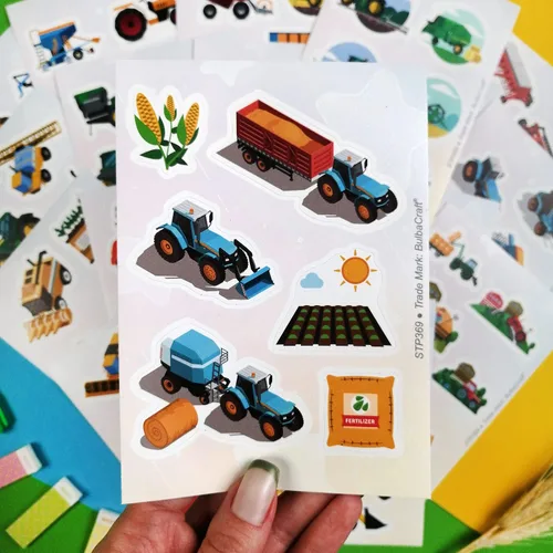 Miniatura 5 de BulbaCraft 100 calcomanías y calcomanías de tractor, suministros de fiesta de cumpleaños de tractor, regalos para mujeres y hombres Pegatinas