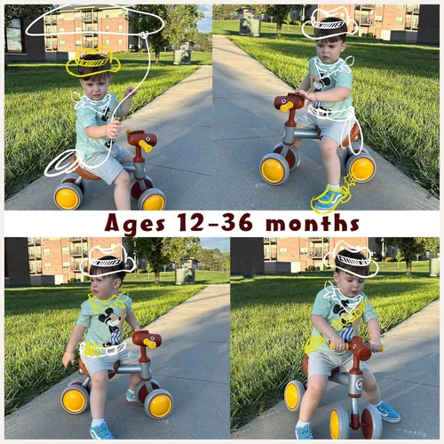 Miniatura 6 de PerKidern - Bicicleta de equilibrio para bebé de 1 a 2 años, niños y niñas, bicicleta de equilibrio para bebé de 12 a 24 meses, bicicleta