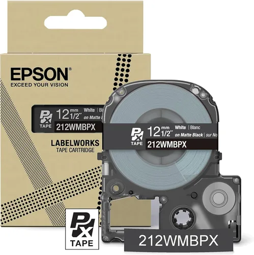Miniatura 13 de Epson LABELWORKS 212RBBPX Cartucho de Cinta PET (Poliéster) Genuino - Cinta de Etiquetadora de Diseño para Artesanía en Cinta Negra sobre Azul