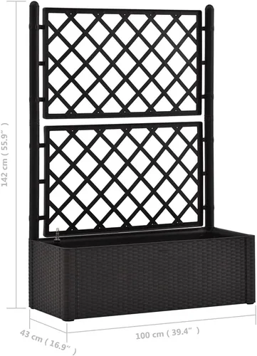 Miniatura 8 de Cama elevada de jardín con enrejado y sistema de riego automático, antracita, cama de jardín elevada, soporte de maceta elevado con estantes