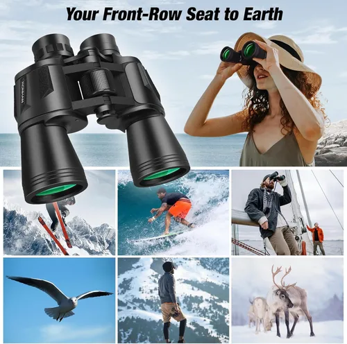 Miniatura 5 de RONHAN Prismáticos para adultos de alta potencia, militares HD profesionales/diarios, impermeables, 20x50, para observación de aves, viajes, caza