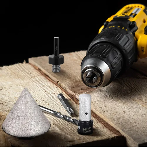 Miniatura 7 de Lothee 3 brocas de biselado de diamante con adaptador de rosca de 5/8-11, brocas de fresado de dedo de diamante de 3/5 pulgadas para azulejos, Negro