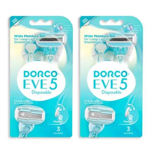 EVE 5 - Maquinillas de afeitar desechables para mujer, tacto suave, barra ancha de humedad, 5 cuchillas para un afeitado suave, removedor de pelo