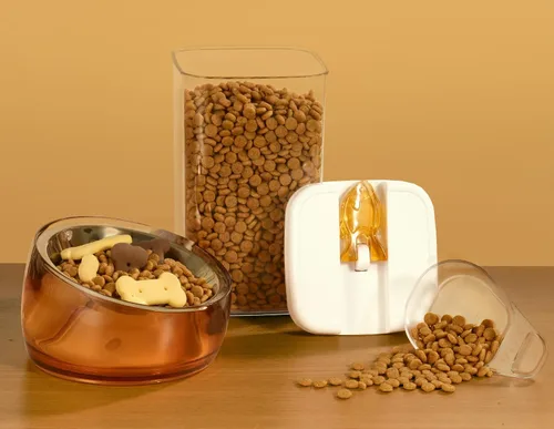 Miniatura 7 de Felli Flip Tite Contenedor de comida para mascotas con tapas herméticas, recipiente acrílico libre de BPA con asas de hueso de pata de pescado