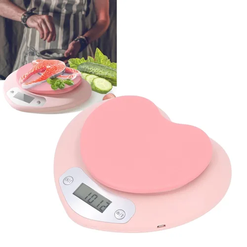 Miniatura 2 de Báscula digital de cocina 0.04 oz Precisión 11.0 lbs recargable en forma de corazón portátil para hornear, formulación de medicamentos, uso