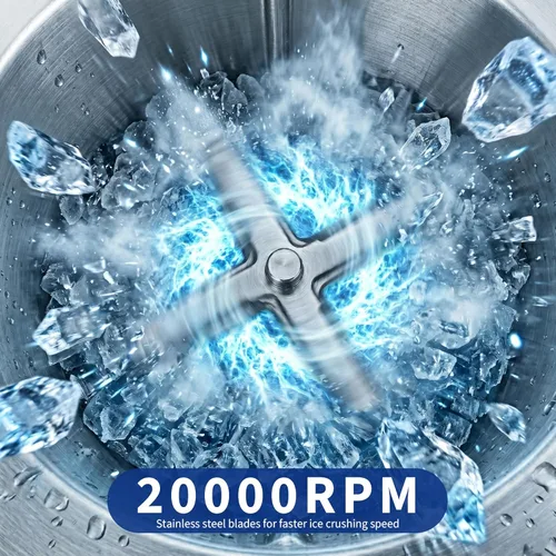 Miniatura 4 de Garvee Trituradora de hielo comercial de 209 libras/h, máquina eléctrica de cono de nieve de 300 W con 4 cuchillas de acero inoxidable, 1450 RPM