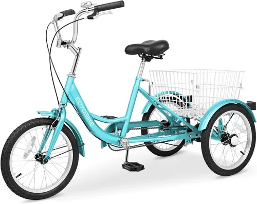 Miniatura 25 de H&ZT Triciclo para adultos, bicicleta de 3 ruedas, triciclo crucero, con cambio de 7 velocidades, manilla de freno de estacionamiento, paso bajo