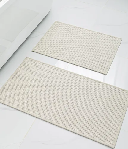 YIHOUSE Juego de 2 tapetes de baño ultrafinos de secado rápido, tapete de baño absorbente para baño, antideslizante, lavable a máquina (beige)