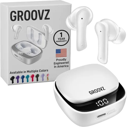 Miniatura 16 de Auriculares inalámbricos verdaderos Groovz con estuche de carga - Diseñados y fabricados en Estados Unidos - Auriculares Bluetooth resistentes al