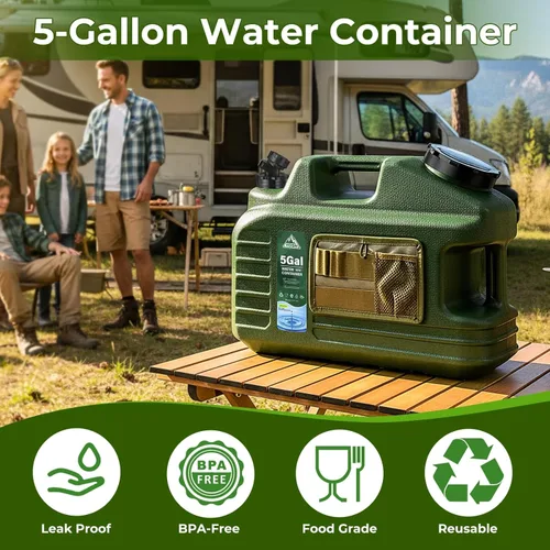 Miniatura 4 de Jarra de agua de 5 galones con bomba, contenedor de agua para campamento, dispensador de agua portátil sin BPA con espiga, jarra de agua grande a