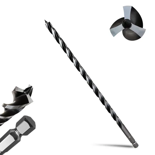 Miniatura 12 de 8 brocas profesionales de 12 pulgadas de largo para madera con vástago hexagonal de cambio rápido de 1/4 pulgadas (1/4-7/8 pulgadas), diseño de 3