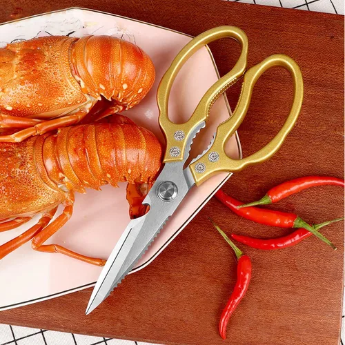 Miniatura 6 de AWinjoy Tijeras de cocina, resistentes y afiladas aptas para lavavajillas, accesorios de cocina para cortar carne, pollo, pescado, aves de corral
