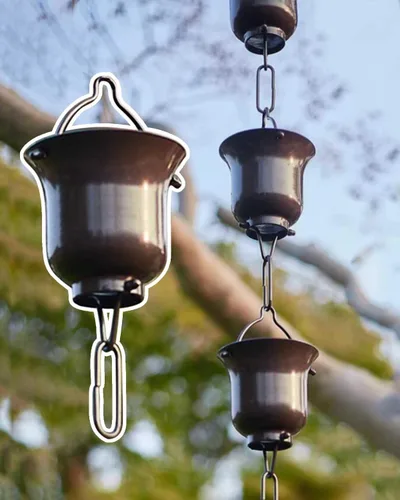 ZIMGOD Cadena de lluvia para taza de té, cadena de bajante para canaleta de lluvia, atrapador de lluvia para puerta delantera de jardín exterior,