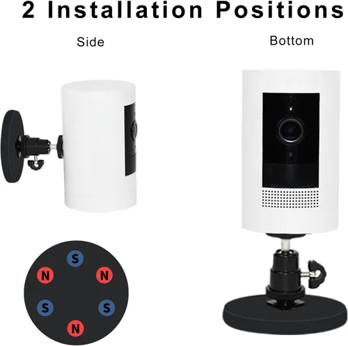Miniatura 6 de Paquete de 2 soportes magnéticos para cámara compatibles con batería Ring Stick Up Cam (2ª, 3ª), Ring Outdoor Cam Plus, soporte magnético de pared