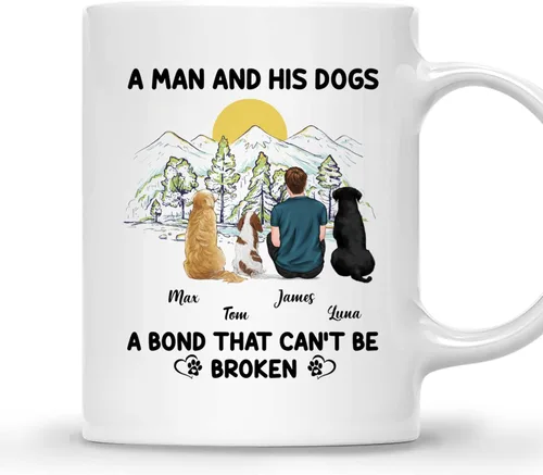 Miniatura 13 de Gossby Taza personalizada con texto en inglés «A Boy and His Dog», regalo personalizado para dueños de perros y hombres con diseño, nombre, razas