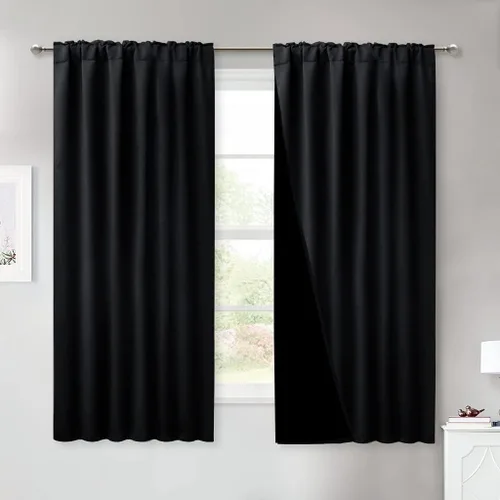 Miniatura 42 de NICETOWN Paneles de cortinas totalmente opacas para dormitorio que reducen el frío, cubiertas de ventana súper gruesas aisladas, cortinas Biscotti
