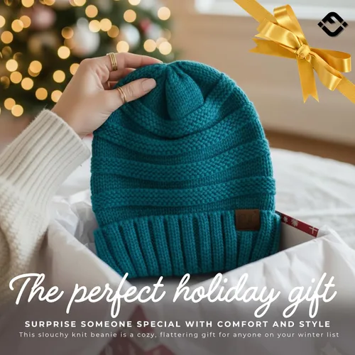 Miniatura 286 de Funky Junque Gorro de moda de punto trenzado de talla extragrande, grueso, abrigado, suave y holgado