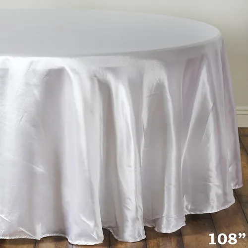 Miniatura 3 de BalsaCircle Mantel redondo de satén blanco de 108 pulgadas para bodas, fiestas, catering, cocina, comedor, eventos, cocina y comedor