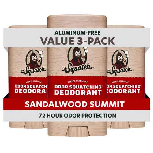 Dr. Squatch - Desodorante natural para hombres - Sin aluminio, elimina el olor - Sandalwood Summit (2.65 oz, paquete de 3)