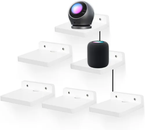 Miniatura 10 de Pequeño estante flotante para pared, juego de 2 estantes de pared de madera de 5 pulgadas, mini altavoces, monitor de bebé, cámaras, soporte de Negro