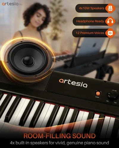 Miniatura 3 de Artesia Teclado de Piano Portátil de 88 Teclas con Peso, Teclado de Piano Digital de 88 Teclas con Teclas de Velocidad Sensible de Tamaño Completo