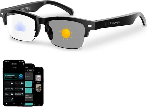 Lentes inteligentes AI para hombres y mujeres con GPT de chat, lentes de traducción Bluetooth (más de 165 idiomas y acentos), lentes que cambian de
