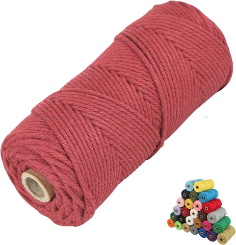 Miniatura 27 de Cordón de algodón para macramé, hilo torcido de 4 capas, cuerda de algodón natural, suministros perfectos de macramé, para hacer soportes colgantes