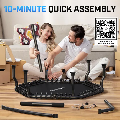 Miniatura 8 de ANCHEER Trampolín, trampolín de rebote de 50'' para adultos con barra, mini trampolín para interiores y exteriores, trampolín de fitness de 550LBS