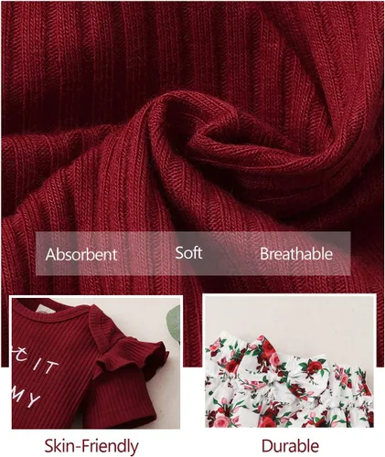 Miniatura 79 de Mioglrie Conjunto de ropa para bebé recién nacida, conjunto de pantalones cortos, conjunto floral de verano, ropa de bebé linda para niña