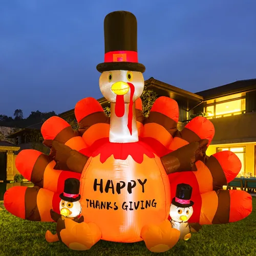 Miniatura 9 de Onory Inflables de Acción de Gracias de 7 pies para decoración al aire libre, globo inflable de aire caliente, pavo de Acción de Gracias con LED