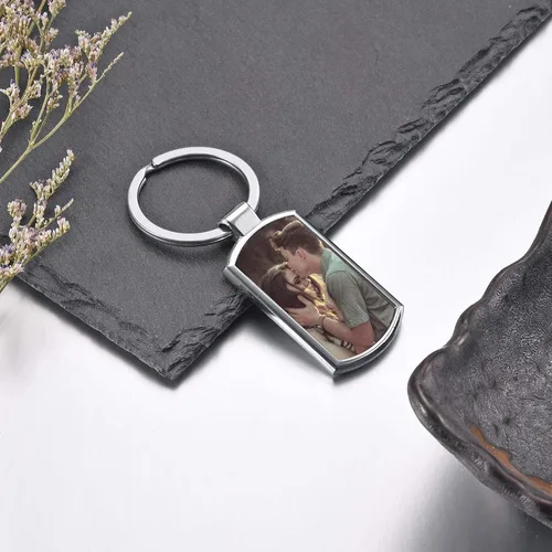 Miniatura 3 de Jovivi Llaveros personalizados personalizados con foto de doble cara, impresión a todo color, aleación de texto, imagen, llavero para hombres