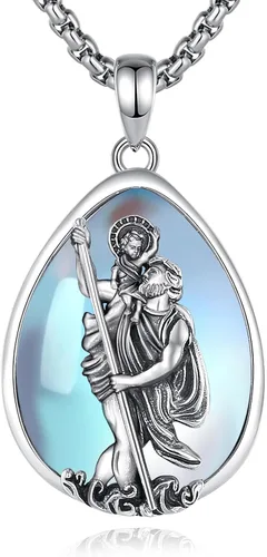 Miniatura 19 de Vito Collar de plata de ley 925 para mujeres y hombres, San Benito, crucifijo, Caravaca, San Cristóbal, San Judas, medalla patronal, amuleto