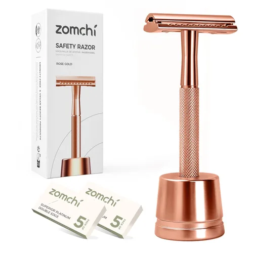 ZOMCHI Maquinilla de afeitar de una sola hoja para mujer, afeitadora reutilizable para piernas con 5 cuchillas de afeitar de seguridad de doble