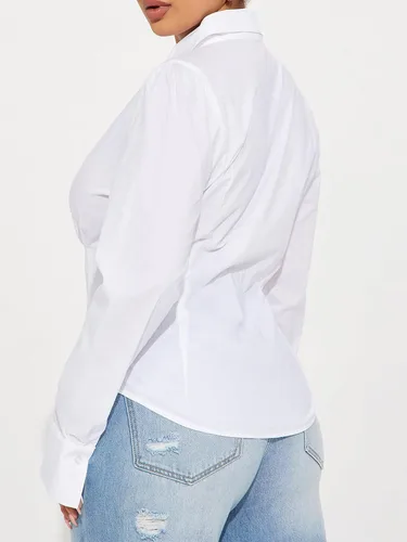 Miniatura 3 de Camisa de manga larga con botones para mujer, blusa de cintura ceñida, casual y para la oficina