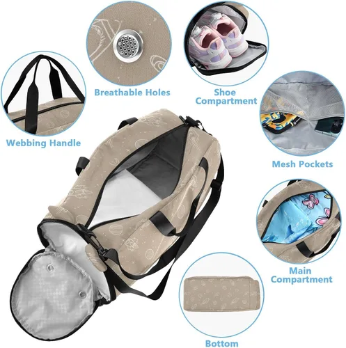 Miniatura 4 de Adventure Slate Space Brown Small Gym Bag with Shoes Compartment Large Capacity Sports Duffel Bag for Beach Swim Bags Pool Sports bolsa para hombre