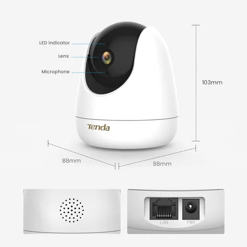 Miniatura 3 de Tenda Cámara de seguridad de 2.5K para interiores, cámaras de 4 MP para mascotas/bebés para seguridad del hogar, audio de 2 vías, detección