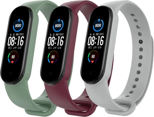 hengkang Compatible con Amazfit Band 5/Xiaomi Mi Band 6/Mi Band 5, correas de repuesto ajustables de silicona deportiva para Amazfit Band 5, Mi Band