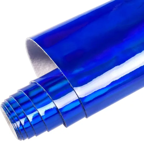 HGUAN Tela de vinilo holográfica de 7.8 x 53 pulgadas, 1 rollo de hojas de piel sintética adecuadas para lazos, aretes de cuero y otros artículos de