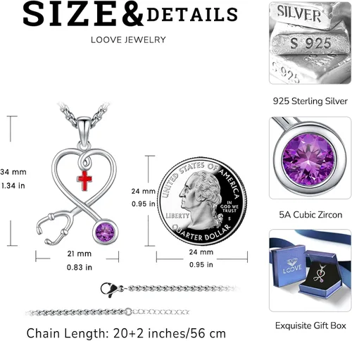 Miniatura 187 de Collar de alas de ángel de plata de ley 925, ángel de la guarda, enfermera RN caduceo, dije de ángel de cristal, joyería de regalo para mujer